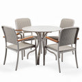 Ronde tafel van metaal met vier stoelen van textiel 90 x 90 x 75cm