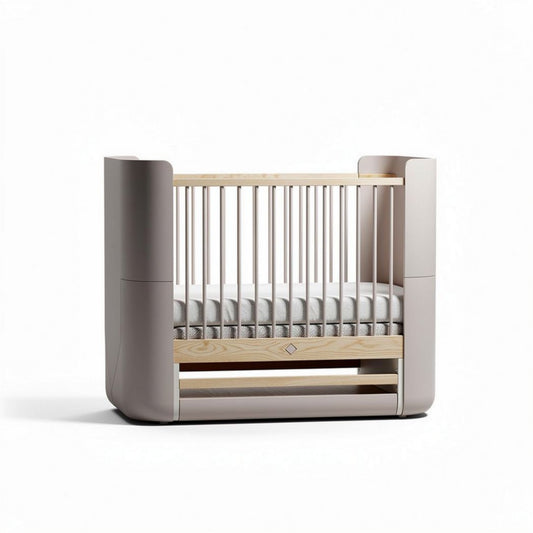 Houten wieg met massief eiken en zachte beige afwerking 120 x 70 x 90cm