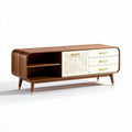 Houten tv-meubel met drie lades en een deur in beige en bruin 150 x 40 x 50cm