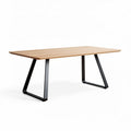 Eikenhout tafel 200 x 100 x 75 cm met metalen poten voor eetkamergebruik