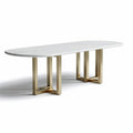 Ovalen marmeren eettafel met metalen onderstel 240 x 100 x 75 cm