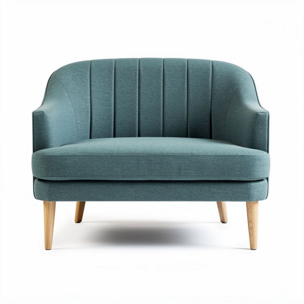 Lichtgroene loveseat met houten poten en gestikte rugleuning 90 x 90 x 75cm