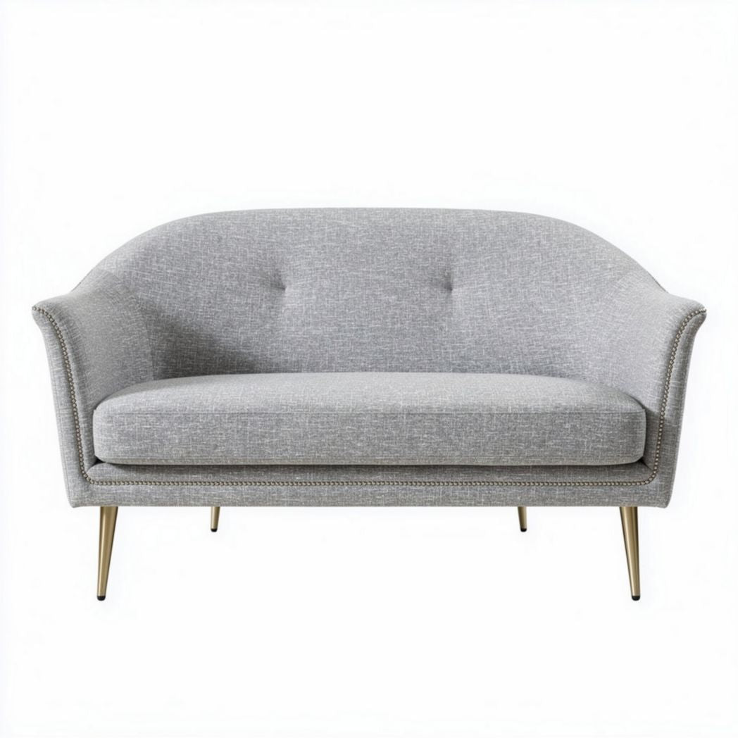 Grijze stoffen bank met metalen poten 150 x 75 x 85cm voor woonkamers