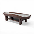 Theek tafel van hout met marmeren blad en opbergruimte 120 x 60 x 40cm